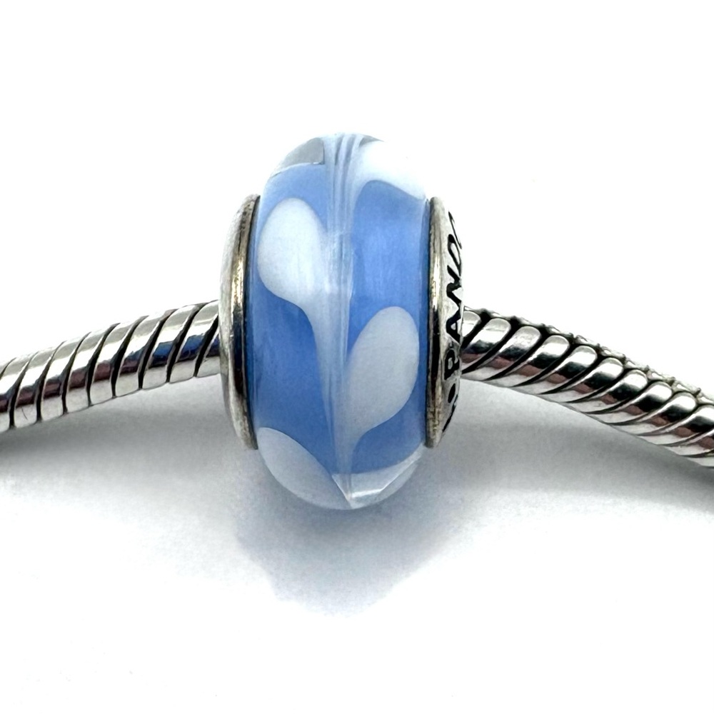 Pandora Light Blue Swirl Murano Glass Sterling Silver Charm